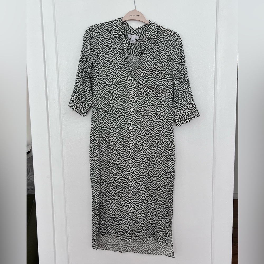 Nordstrom signature green leopard print silk t-shirt dress